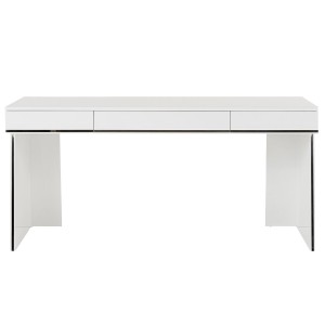 Modrest Chelsey- Escritorio moderno de acero inoxidable y blanco