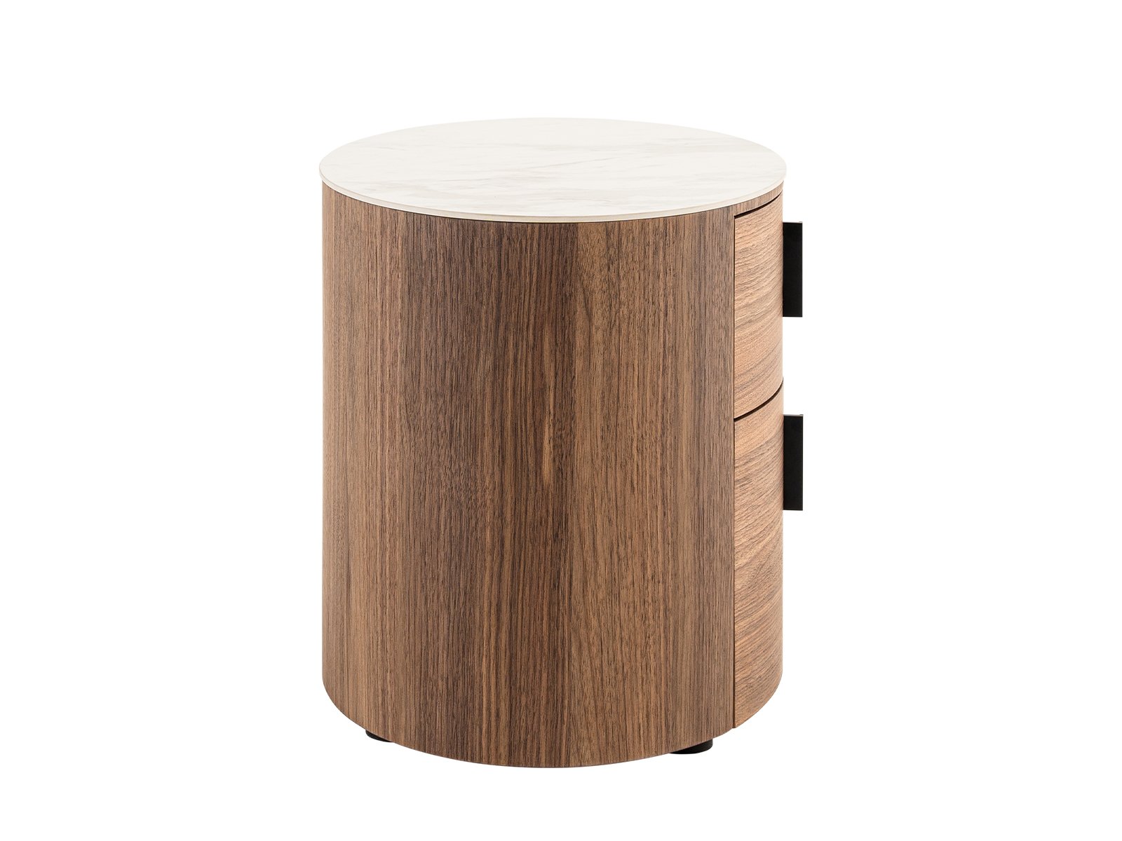 Modrest Chelton - Mesita de noche ovalada contemporánea de cerámica blanca y nogal - Image 3