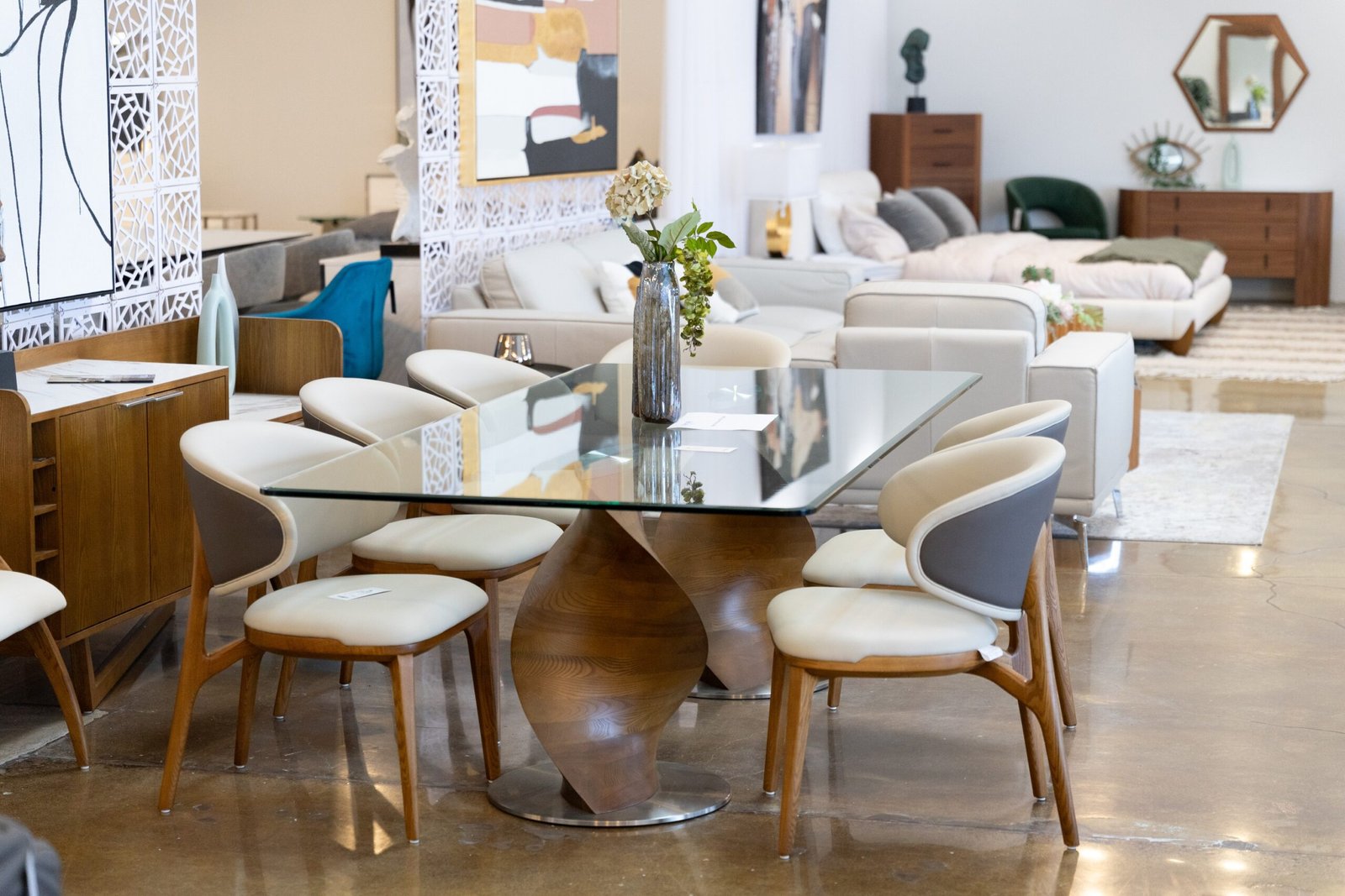 Modrest Cleveland - Mesa de comedor contemporánea de vidrio y nogal - Image 4