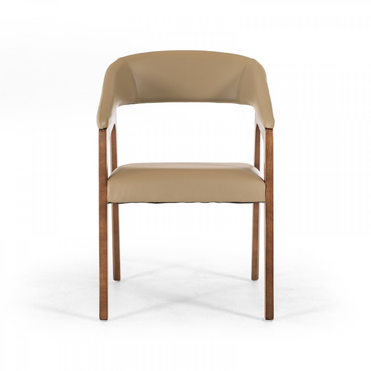 Silla de comedor Modrest Clive Mid-Century en color topo y nogal