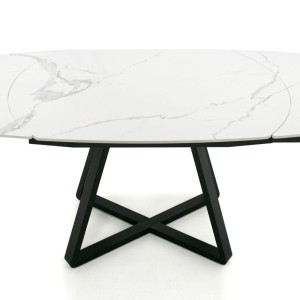 Modrest Cofrey - Mesa de comedor extensible contemporánea de cerámica blanca