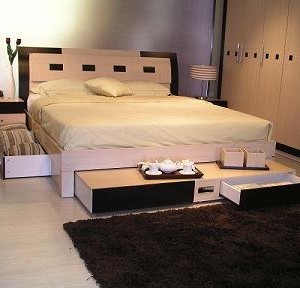 Juego de recámara Queen moderno Concorde con almacenamiento y colchón