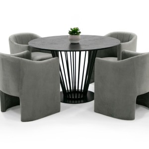 Modrest Conroy - Mesa de comedor redonda negra moderna