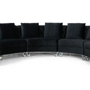 Divani Casa Darla - Sofá seccional circular moderno de terciopelo negro