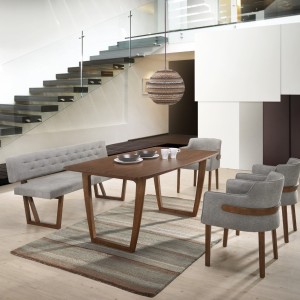 Sillas de comedor Modrest Jordan modernas en gris y nogal (juego de 2)