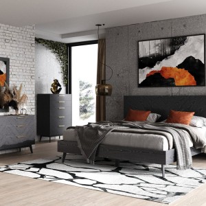 Modrest Diana - Juego de recámara moderno de fresno gris