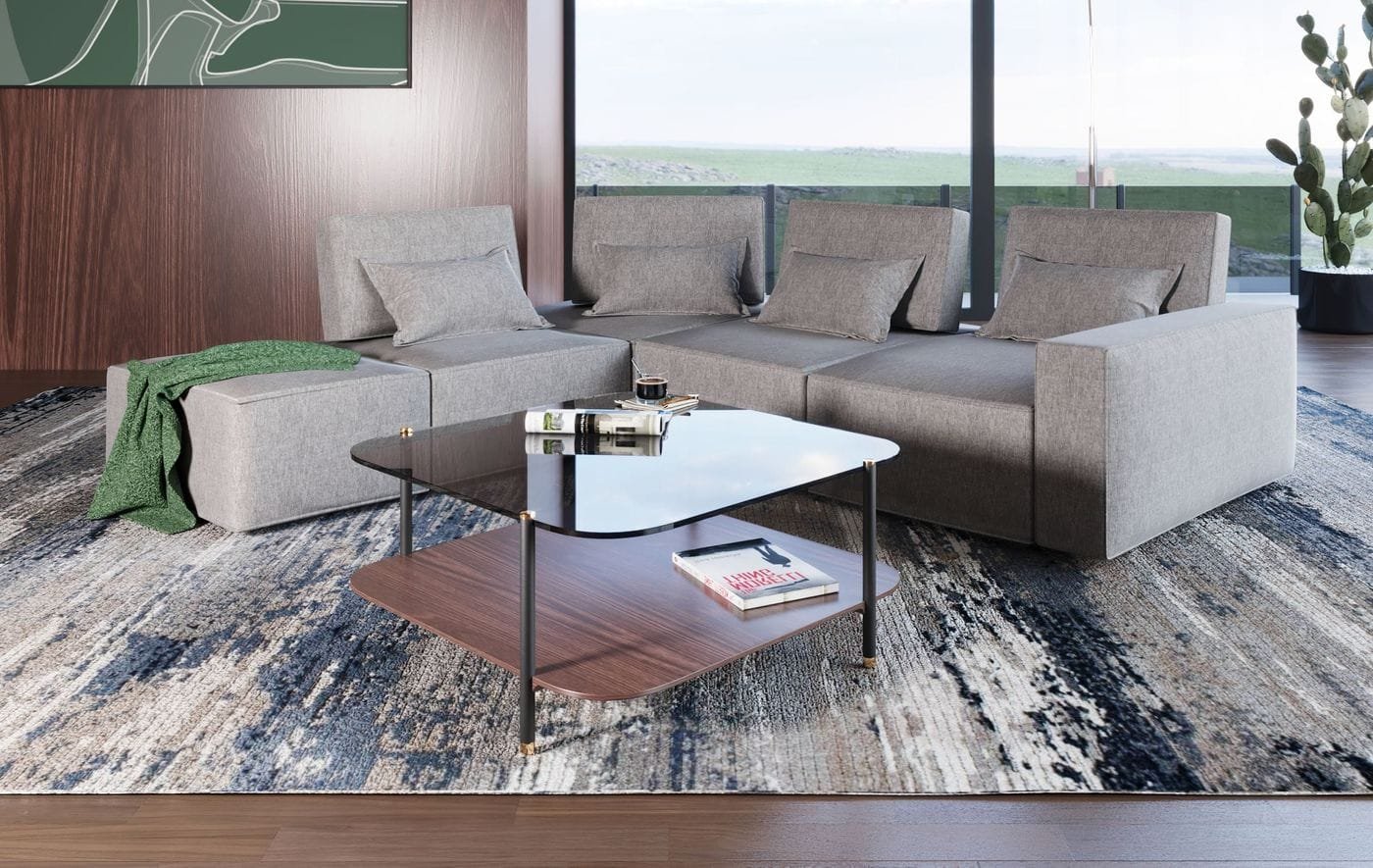 Divani Casa Chapel - Sofá seccional moderno de tela gris claro + otomana - Image 3