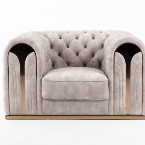 Divani Casa Dosie - Silla transicional de terciopelo beige