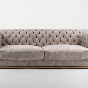 Divani Casa Dosie - Sofá transicional de terciopelo beige