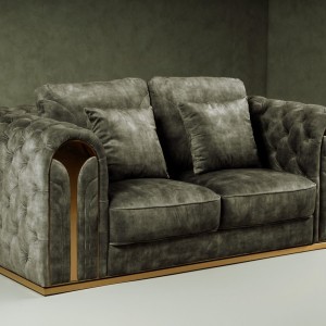 Divani Casa Dosie - Loveseat transicional de terciopelo gris