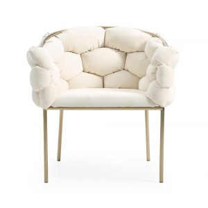 Silla de comedor Modrest Debra moderna de tela blanquecina