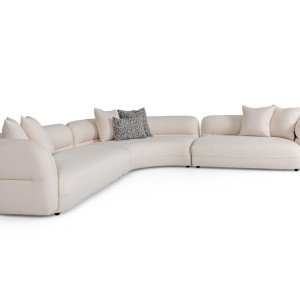 Divani Casa Drayton - Sofá seccional moderno de tela color blanquecino