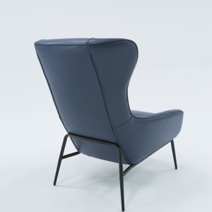 Divani Casa Susan Sillón moderno de polipiel azul