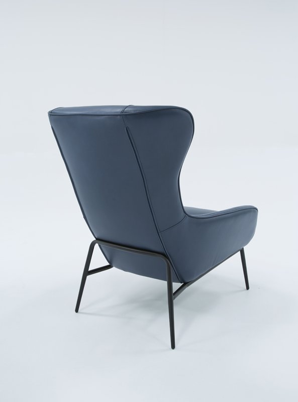 Divani Casa Susan Sillón moderno de polipiel azul