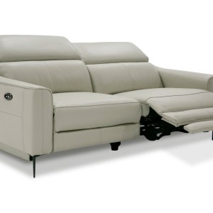 Divani Casa Eden - Sofá moderno de cuero gris