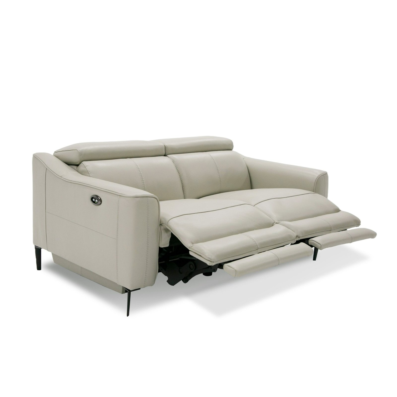 Divani Casa Eden - Sofá de dos plazas moderno de cuero gris con 2 sillones reclinables - Image 2