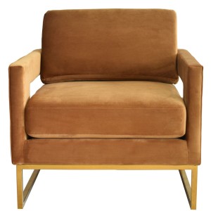 Modrest Edna - Terciopelo camel + Silla decorativa dorada