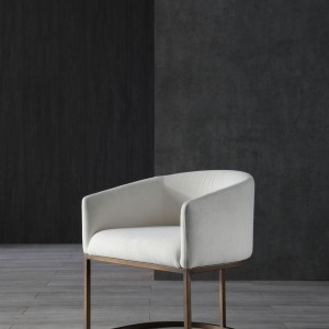 Modrest Elisa - Silla de comedor moderna en color blanco roto y latón