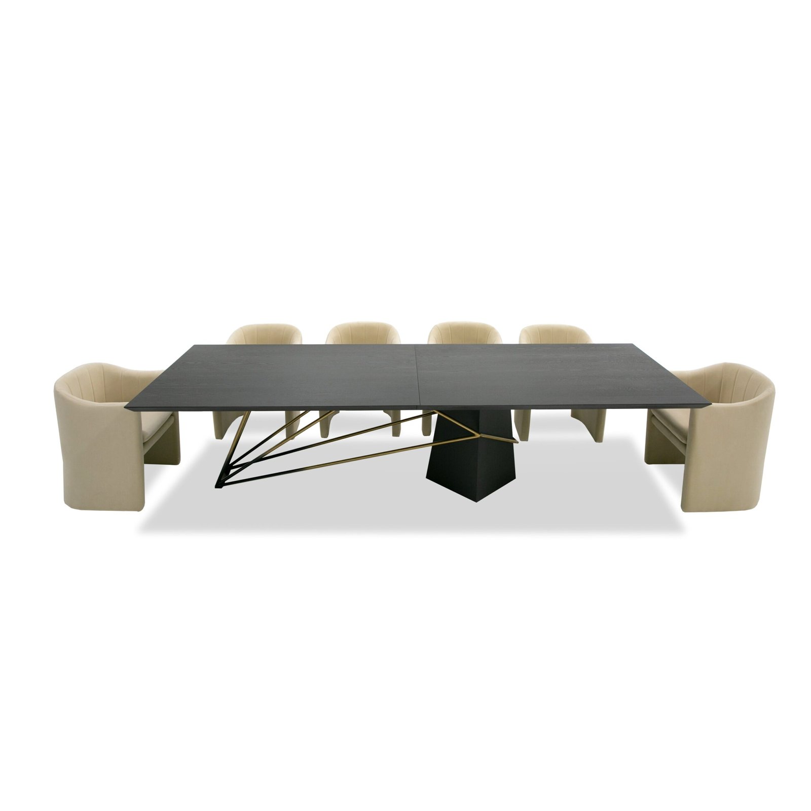 Modrest Elkhorn - Mesa de comedor Glam Black Ash + acero inoxidable de 126" - Image 2