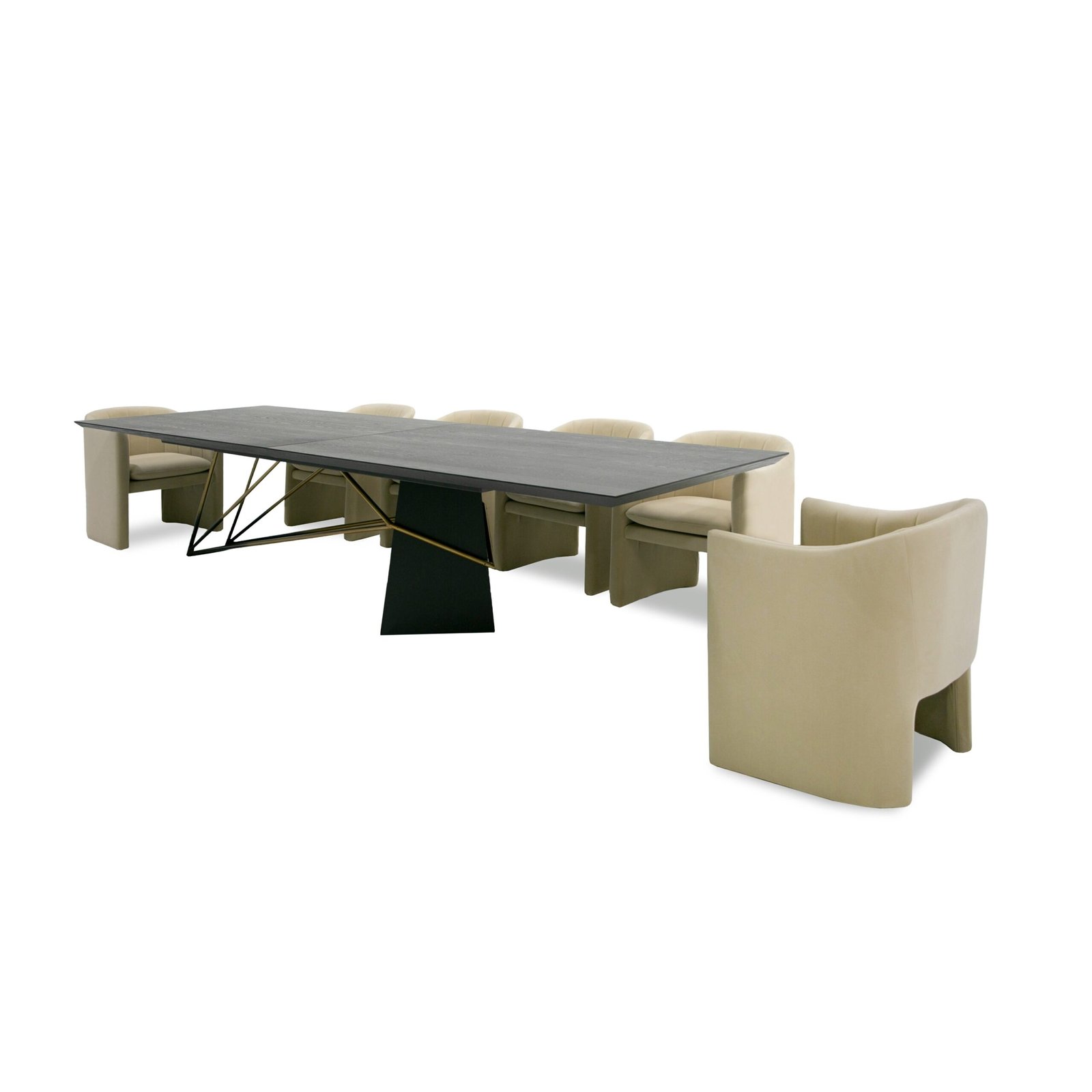 Modrest Elkhorn - Mesa de comedor Glam Black Ash + acero inoxidable de 126" - Image 3