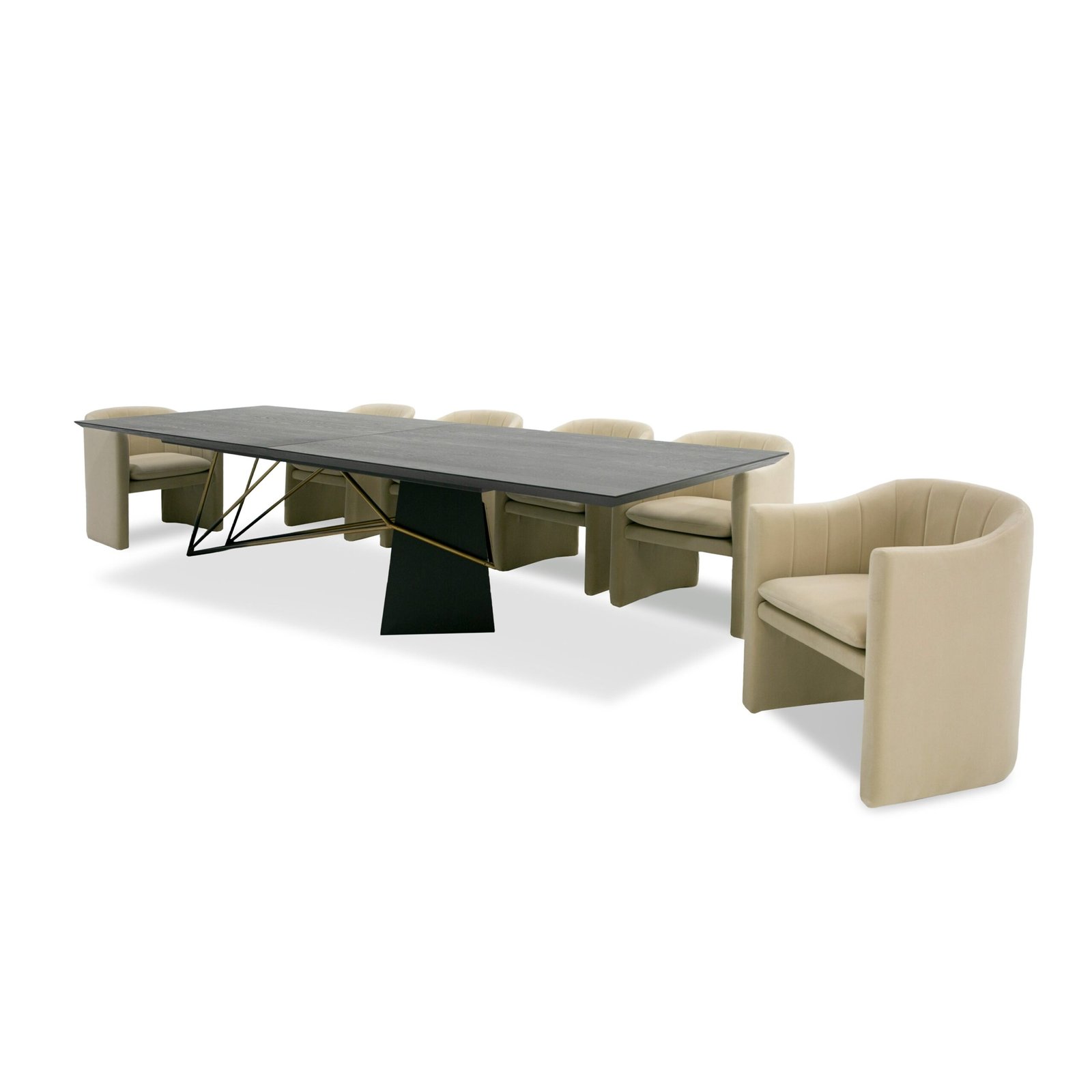 Modrest Elkhorn - Mesa de comedor Glam Black Ash + acero inoxidable de 126" - Image 4