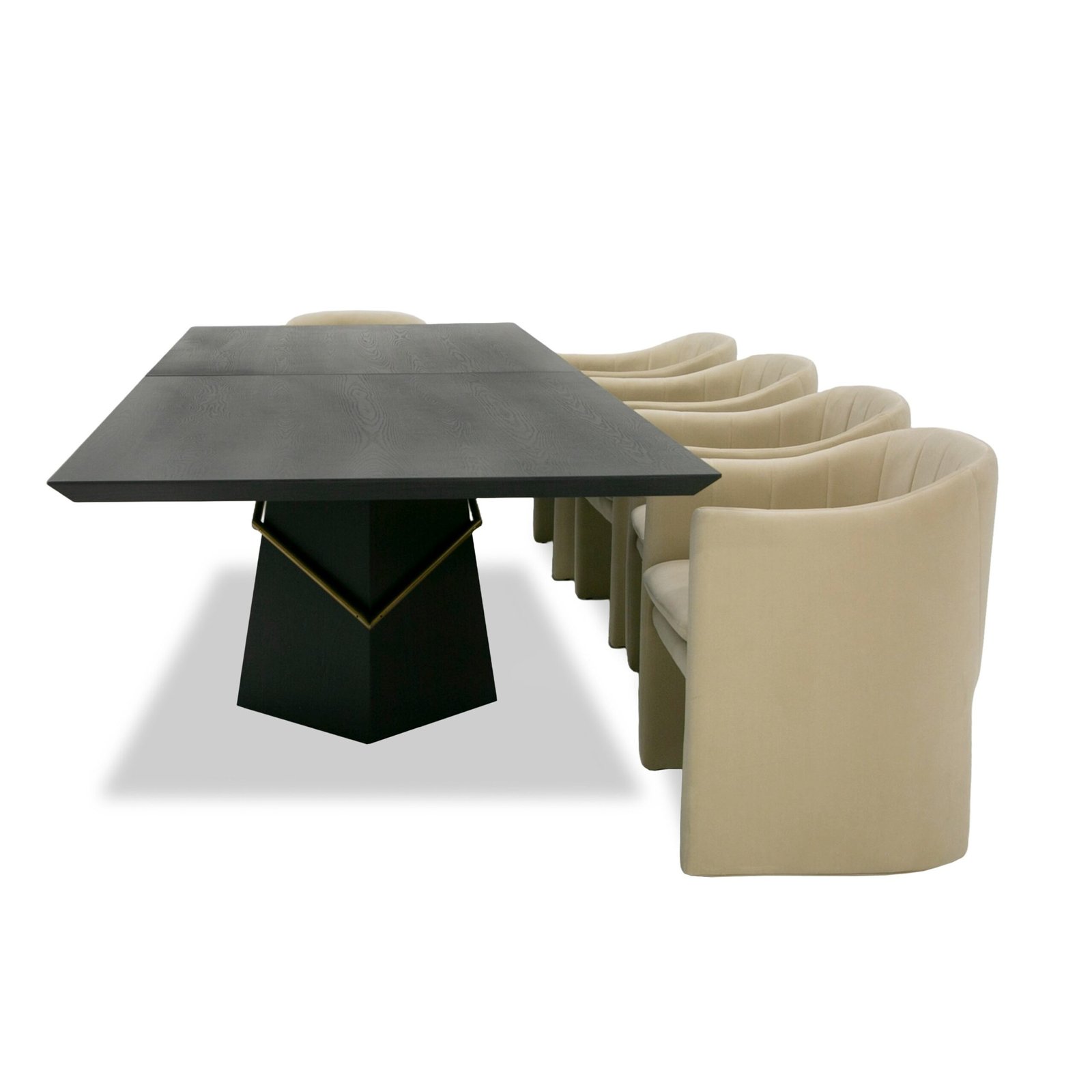 Modrest Elkhorn - Mesa de comedor Glam Black Ash + acero inoxidable de 126" - Image 5