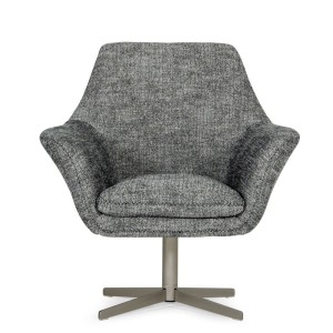 Divani Casa Elvin - Sillón giratorio moderno de tela gris oscuro