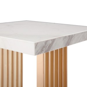 Mesa auxiliar Modrest Kingsley moderna de mármol y oro rosa