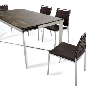 Mesa de comedor de mosaico de madera rectangular moderna Modrest Santiago