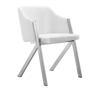 Modrest Darcy Silla de comedor moderna de polipiel blanca (juego de 2)
