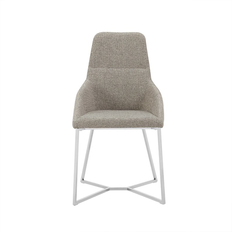 Stark - Silla de comedor moderna de tela gris claro (juego de 2) - Image 2
