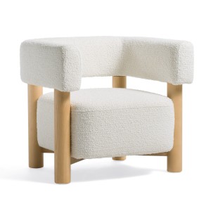 Modrest Fang - Silla decorativa moderna de madera y tela blanca