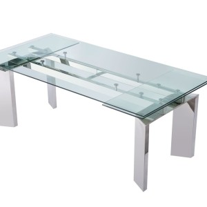 Modrest Viking - Mesa de comedor moderna extensible de cristal