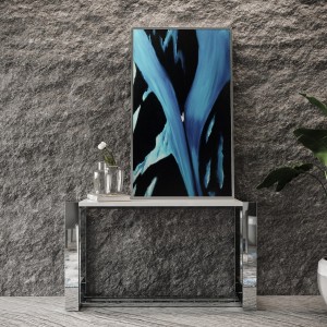 Modrest Fauna - Mesa consola moderna de acero inoxidable y color blanco brillante