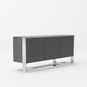 Modrest Fauna - Buffet moderno de acero inoxidable y gris olmo