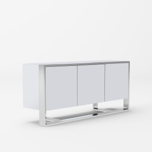 Modrest Fauna - Buffet moderno de acero inoxidable y blanco brillante