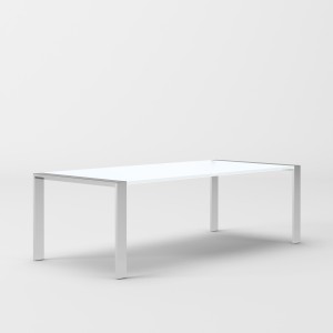 Modrest Fauna - Mesa de comedor moderna cromada de acero inoxidable y blanco brillante