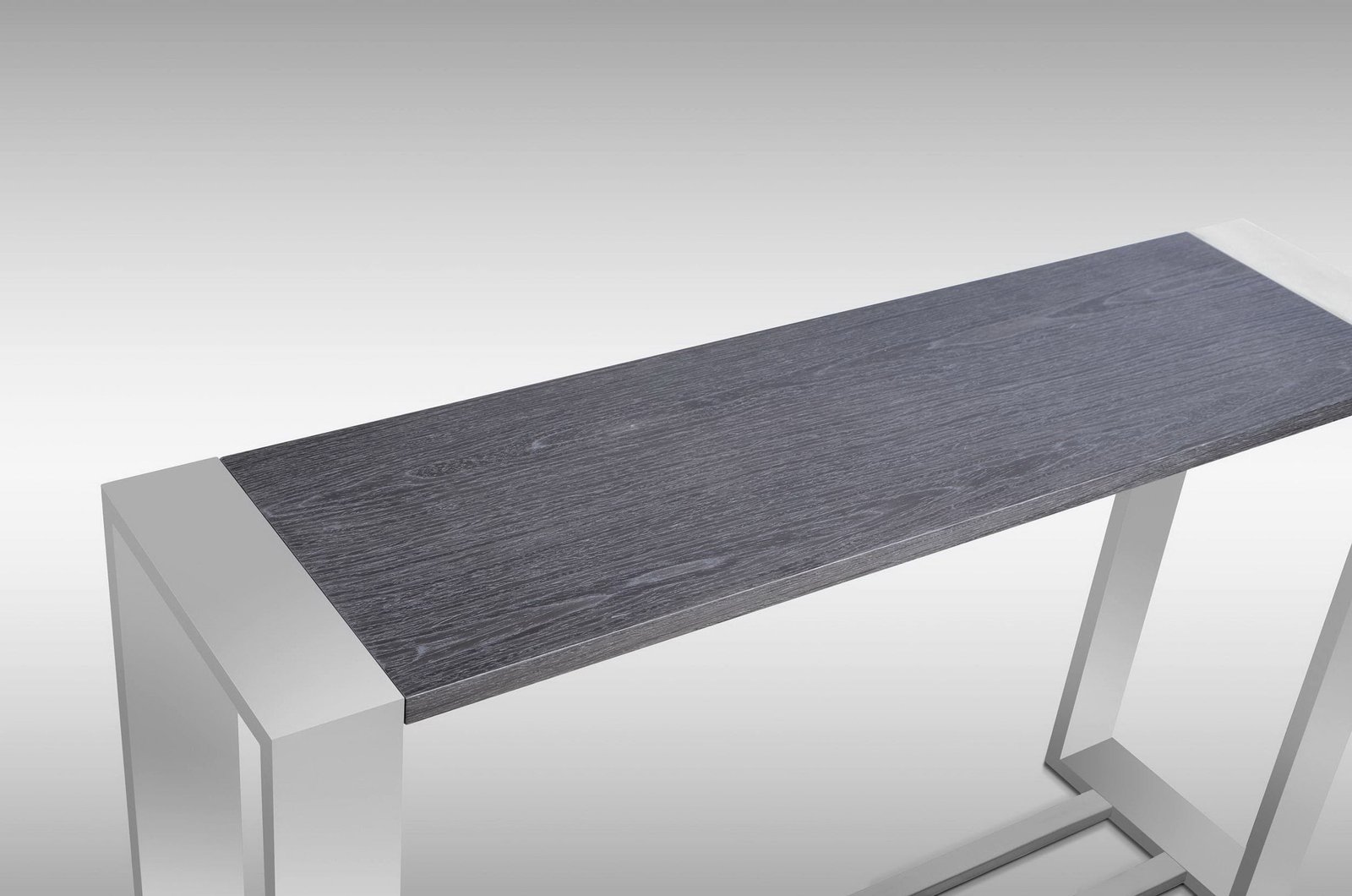 Modrest Fauna – Mesa consola moderna de olmo gris y acero inoxidable