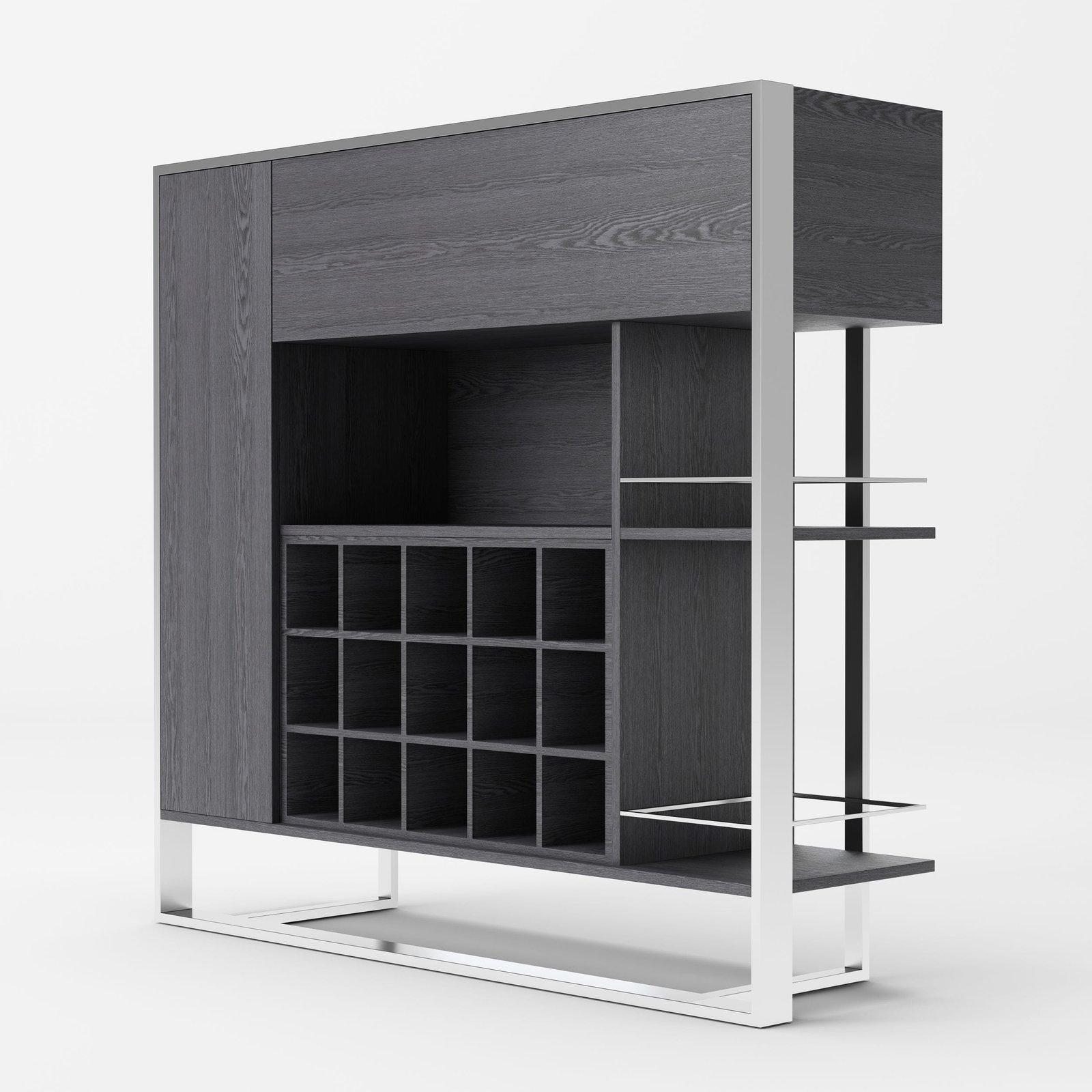 Modrest Fauna – Vinoteca gris olmo y acero inoxidable