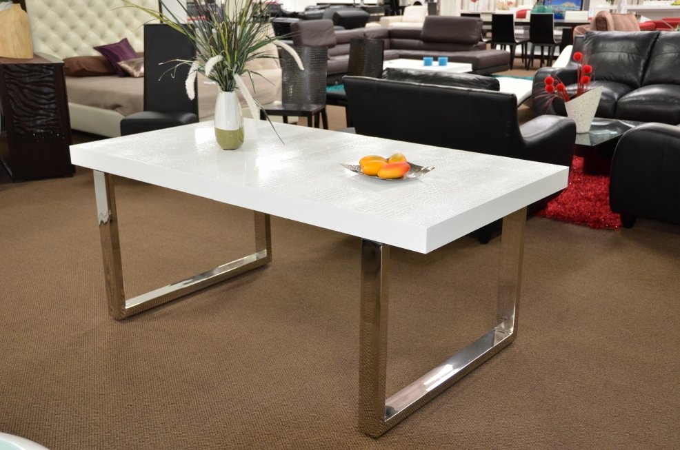 Mesa de comedor blanca extensible moderna Skyline