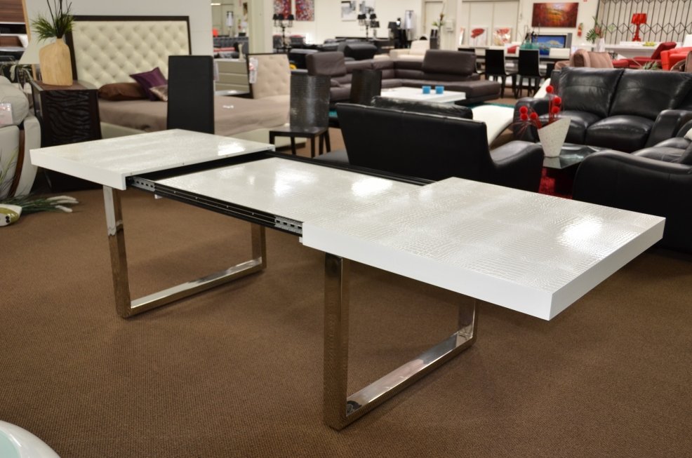 Mesa de comedor blanca extensible moderna Skyline - Image 2