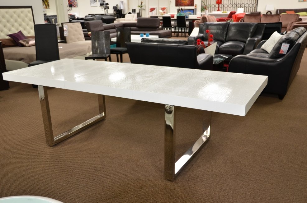 Mesa de comedor blanca extensible moderna Skyline - Image 3