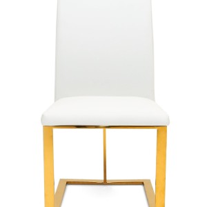 Modrest Frankie - Silla de comedor contemporánea blanca y dorada