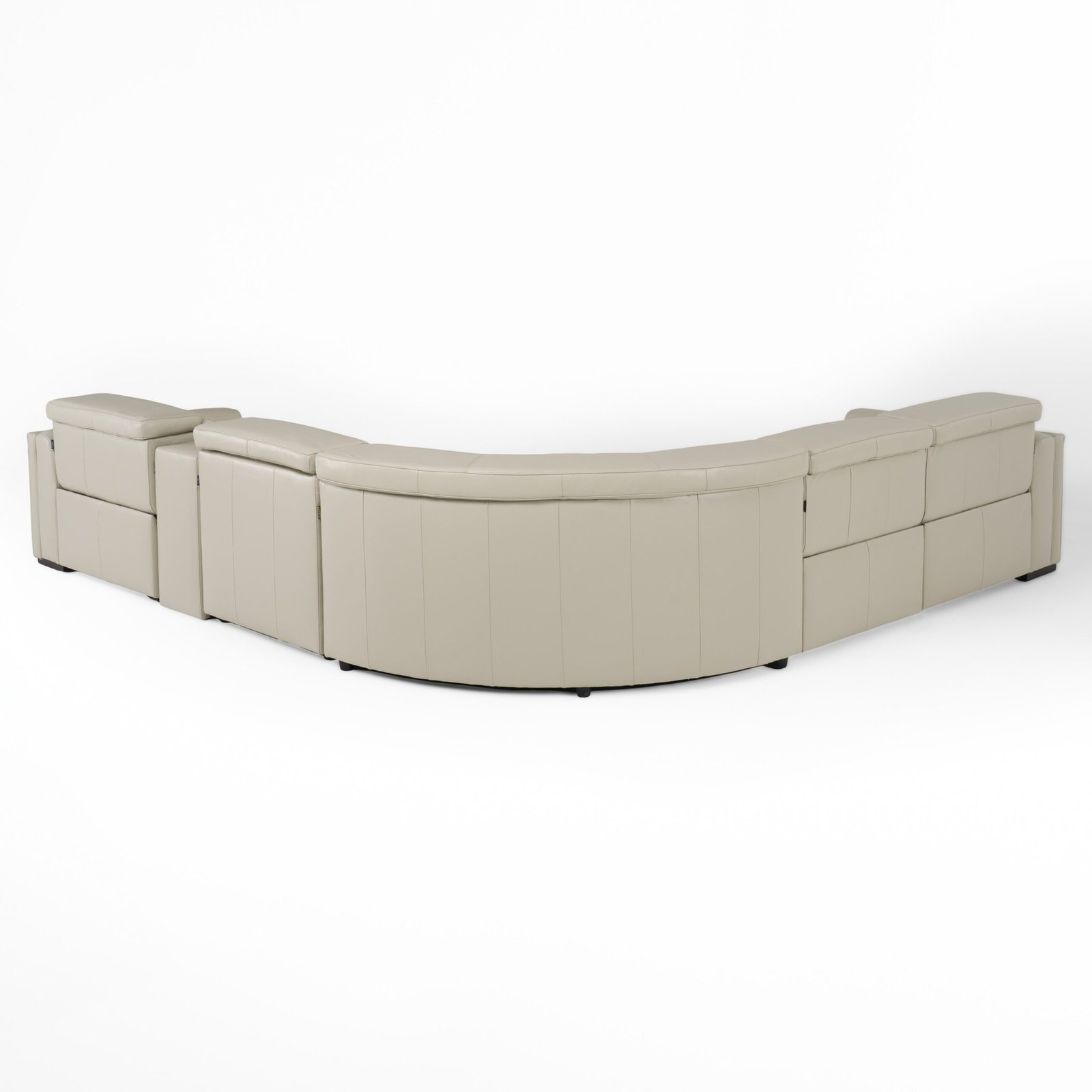 Modrest Frazier - Sofá seccional moderno de cuero gris claro con 3 sillones reclinables + consola - Image 4