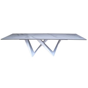 Modrest Fritz - Mesa de comedor extensible moderna de cerámica blanca