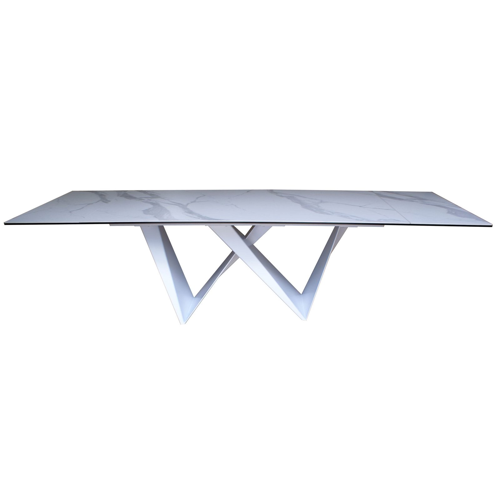 Modrest Fritz - Mesa de comedor extensible moderna de cerámica blanca