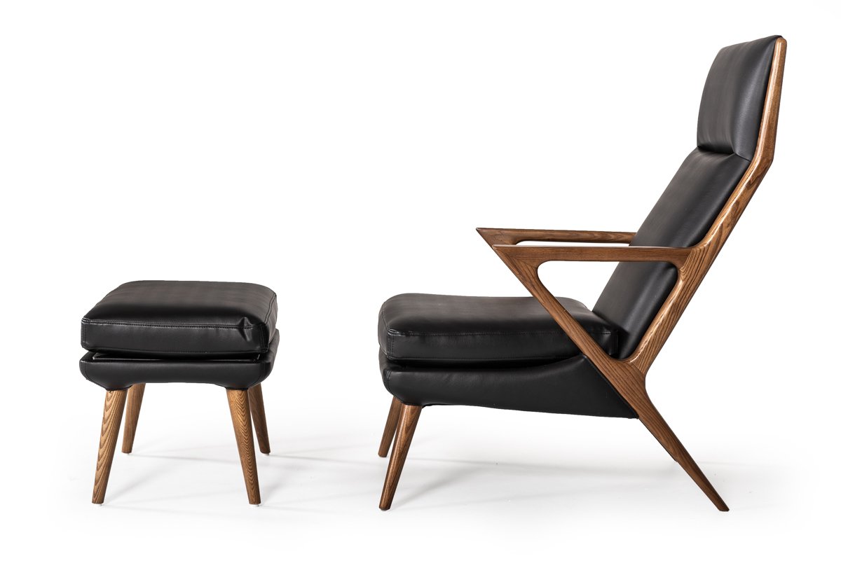 Sillón y otomana Modrest Fulton moderno negro