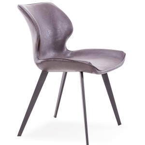 Modrest Moira - Sillas de comedor modernas de ecopiel marrón oscuro (juego de 2)