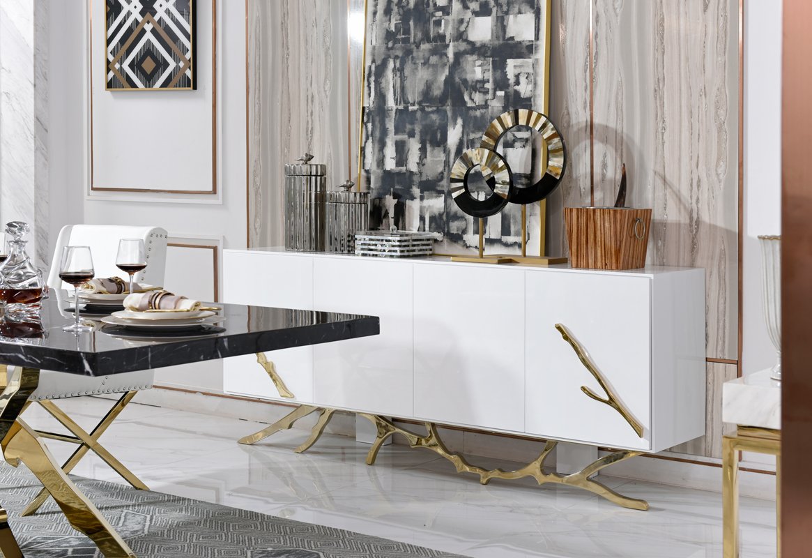 Modrest Legend moderno buffet blanco y dorado - Image 3