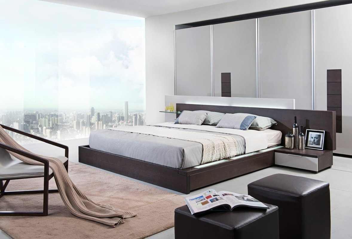 Recámara Modrest Gamma contemporánea de roble marrón con almacenaje - Image 3